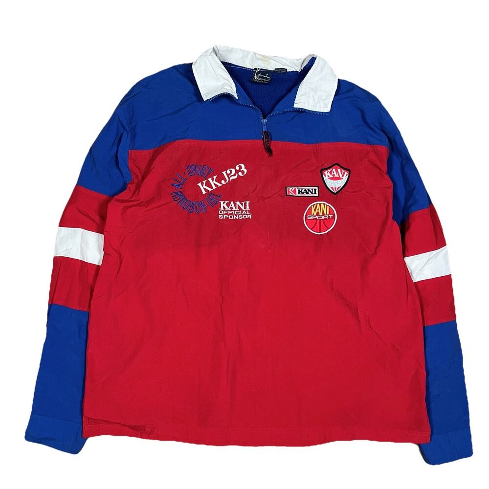 Vintage Karl Kani Sport 1/4 Zip Nylon Rugby Pullover Windbreaker XL Y2K 90s Rare